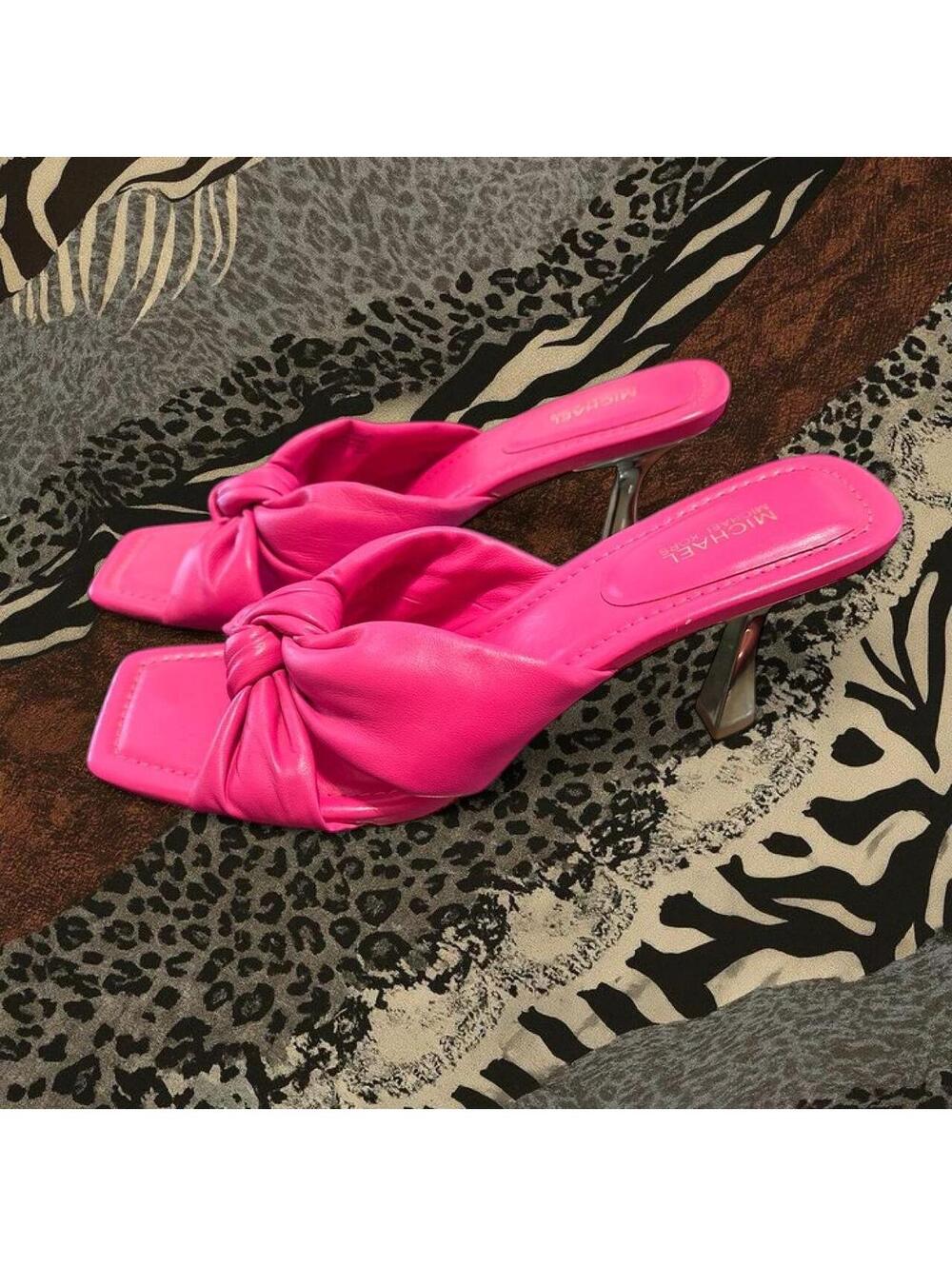 Pink bow heels with a cute bow detail